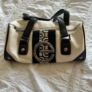 Y2K black and white bag with silver hardware